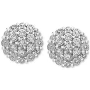 Diamond Flower Cluster Pendant Necklace & Earrings Set (Sterling Silver)