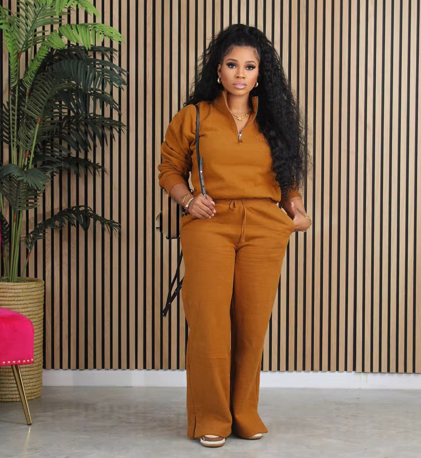 Women's 2 Piece Tracksuit - Oversized Half Zip Sweatsuit Set | AURORE LUXURE