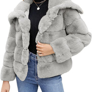 Womens Faux Fur Coat Fleece Cropped Jacket Long Sleeve Fur Coats Warm Winter Jackets 2025