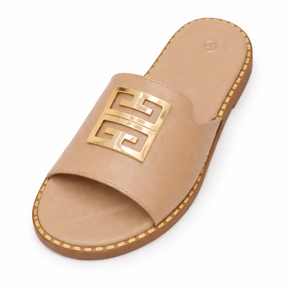 Women Luxury Slide Sandals – Gold Bird Ring Design (Sizes 37–42)