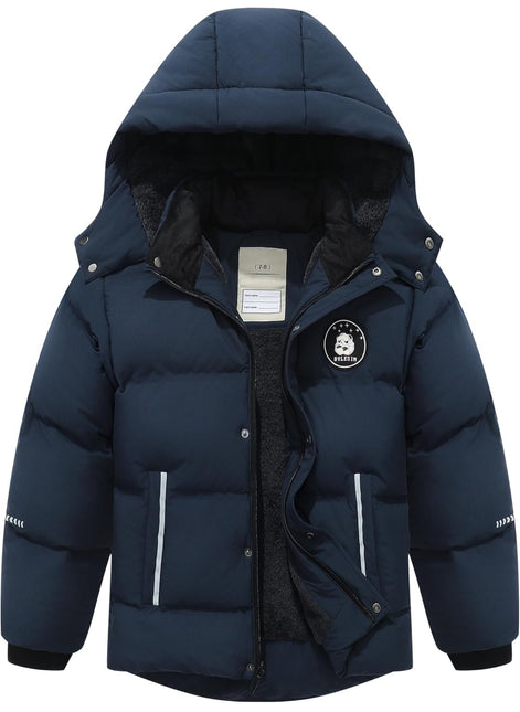 Kids Boys’ Waterproof Puffer Jacket – Warm Fleece Lined Hooded Winter Coat