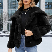 Womens Faux Fur Coat Fleece Cropped Jacket Long Sleeve Fur Coats Warm Winter Jackets 2025