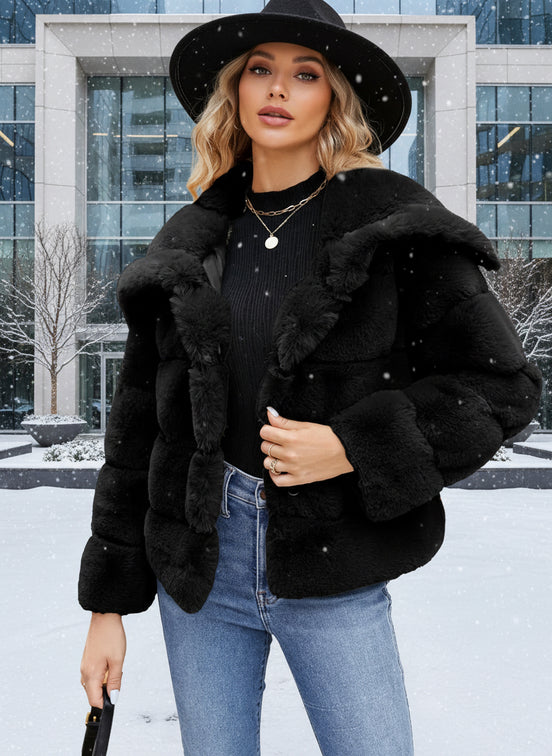 Womens Faux Fur Coat Fleece Cropped Jacket Long Sleeve Fur Coats Warm Winter Jackets 2025