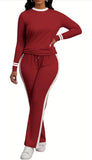 Women's 2 Piece Outfits Long Sleeve Tops Sweatpants Colorblock Bodycon Lounge Sets Tracksuits
