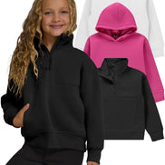 Girls 3-Pack Sweatshirts - Hoodies & Quarter Zip Fleece Set | AURORE LUXURE