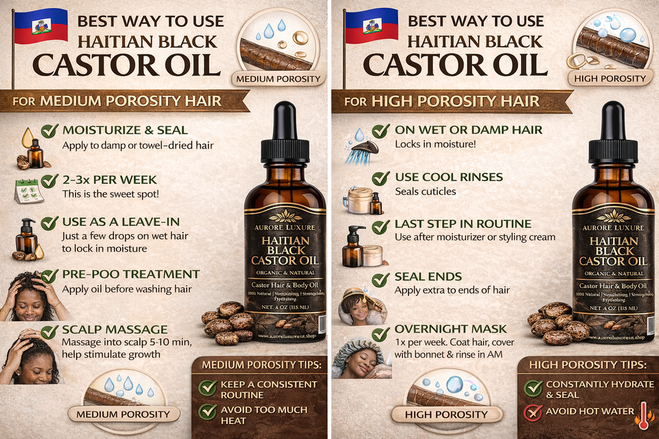 Aurore Luxure Haitian Black Castor Oil/ maskriti – Organic & Natural 100% Pure Castor Hair & Body Oil