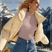 Women's 4-Pack Mock Neck Thermal Tops - Ribbed Base Layer Shirts | AURORE LUXURE