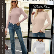 Women's 4-Pack Mock Neck Thermal Tops - Ribbed Base Layer Shirts | AURORE LUXURE