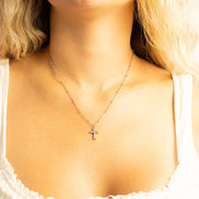 18K Gold PVD Stainless Steel Stone Cross Charm / PDL0306