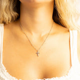 18K Gold PVD Stainless Steel Stone Cross Charm / PDL0306