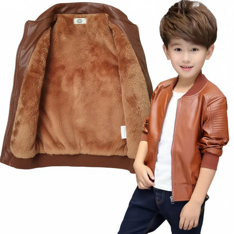 Boys Faux Leather Jacket - Toddler Kids Motorcycle Coat | AURORE LUXURE