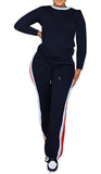 Women's 2 Piece Outfits Long Sleeve Tops Sweatpants Colorblock Bodycon Lounge Sets Tracksuits