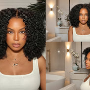 Afro Kinky Curly Glueless Wig 5x5 Bleached Knots Wear Go Wig Pre Cut HD Lace Front Wig 100% Kinky Curly Human Hair Wigs For Women