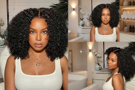 Afro Kinky Curly Glueless Wig 5x5 Bleached Knots Wear Go Wig Pre Cut HD Lace Front Wig 100% Kinky Curly Human Hair Wigs For Women