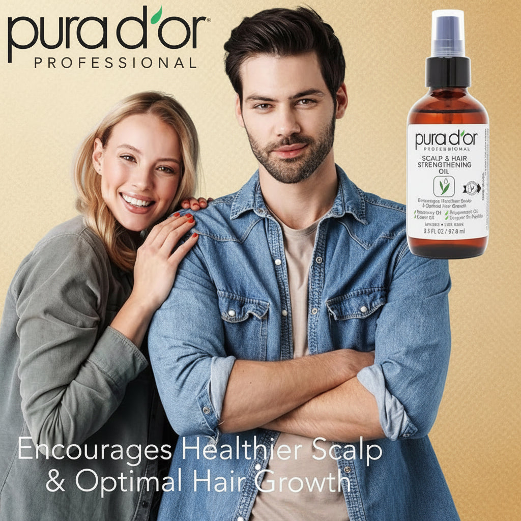 PURA D'OR Scalp & Hair Strengthening Oil with Rosemary Castor Peppermint Oil 3.3 Oz
Supports Optimal Growth, Reduce Breakage, Nourish Roots, Healthier, Fuller, Thicker Hair, Stronger Strands Ft