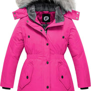 Girls’ Long Winter Coat – Warm Fleece-Lined Puffer Parka with Fur Hood
