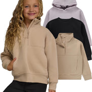 Girls 3-Pack Sweatshirts - Hoodies & Quarter Zip Fleece Set | AURORE LUXURE