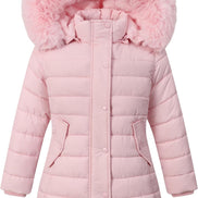 Girls’ Winter Waterproof Long Puffer Coat – Warm Kids Parka Jacket with Removable Hood