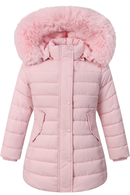 Girls’ Winter Waterproof Long Puffer Coat – Warm Kids Parka Jacket with Removable Hood