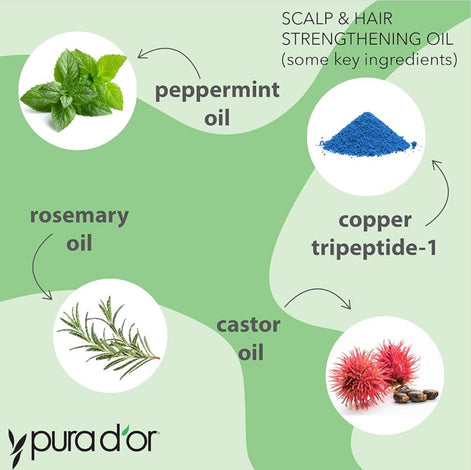 PURA D'OR Scalp & Hair Strengthening Oil with Rosemary Castor Peppermint Oil 3.3 Oz
Supports Optimal Growth, Reduce Breakage, Nourish Roots, Healthier, Fuller, Thicker Hair, Stronger Strands Ft
