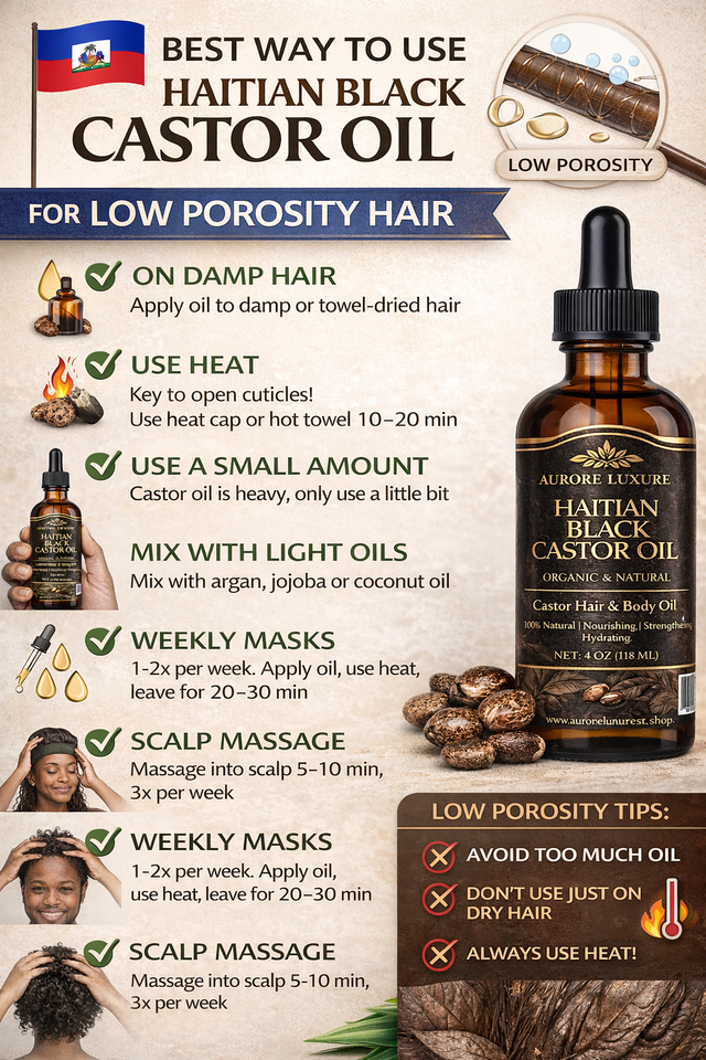 Aurore Luxure Haitian Black Castor Oil/ maskriti – Organic & Natural 100% Pure Castor Hair & Body Oil