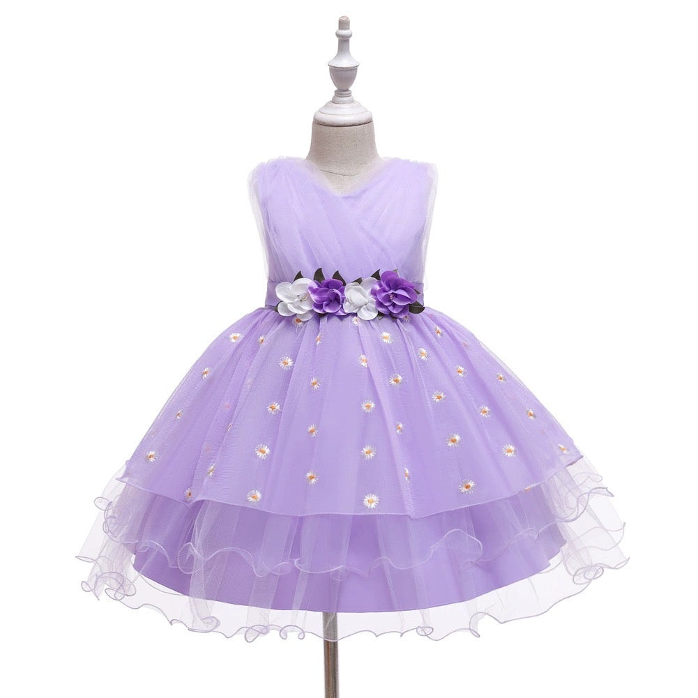 Charming purple dress with layered tulle, perfect for summer from the Baby Girls Dresses Summer line.