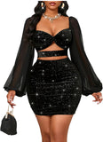 Women's Mesh Bodycon Dress - Sexy Cut Out Party Mini Dress | AURORE LUXURE