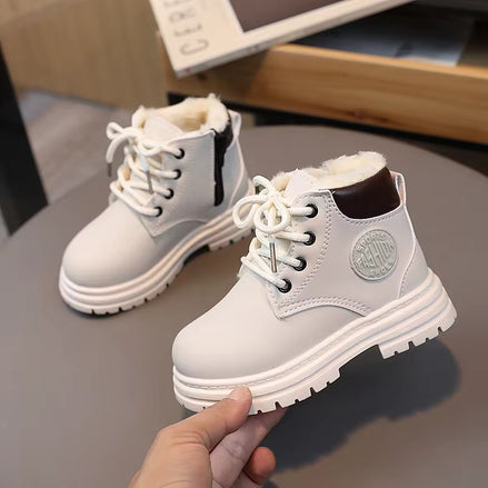 Kids Winter Ankle Boots - Non-Slip Lace Up Boots with Zipper | AURORE LUXURE