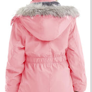 Girls’ Long Winter Coat – Warm Fleece-Lined Puffer Parka with Fur Hood