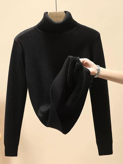 Pull pour hommes de AURORE LUXURE, col roulé en noir avec intérieur doux, idéal pour rester au chaud. Men's Sweater Warm and Comfortable Long Sleeve.