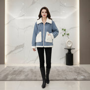 Women's Winter Denim Jacket - Fleece Lined Warm Coat | AURORE LUXURE