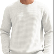 Men's Textured Knit Pullover - Casual Crewneck Waffle Sweater | AURORE LUXURE