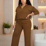 Women's 2 Piece Tracksuit - Oversized Half Zip Sweatsuit Set | AURORE LUXURE