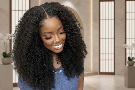 Afro Kinky Curly Glueless Wig 5x5 Bleached Knots Wear Go Wig Pre Cut HD Lace Front Wig 100% Kinky Curly Human Hair Wigs For Women