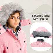 Girls’ Long Winter Coat – Warm Fleece-Lined Puffer Parka with Fur Hood