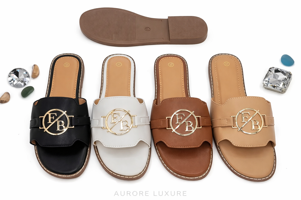 Women Luxury Slide Sandals – Gold Bird Ring Design (Sizes 37–42)