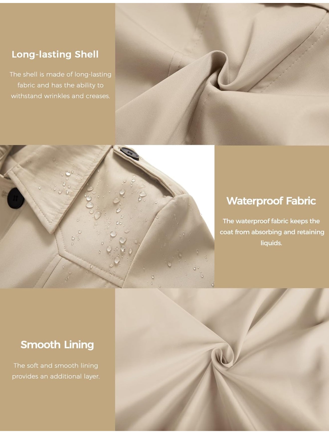 Women's Waterproof Trench Coat - Classic Belted Lapel Coat | AURORRE LUXURE