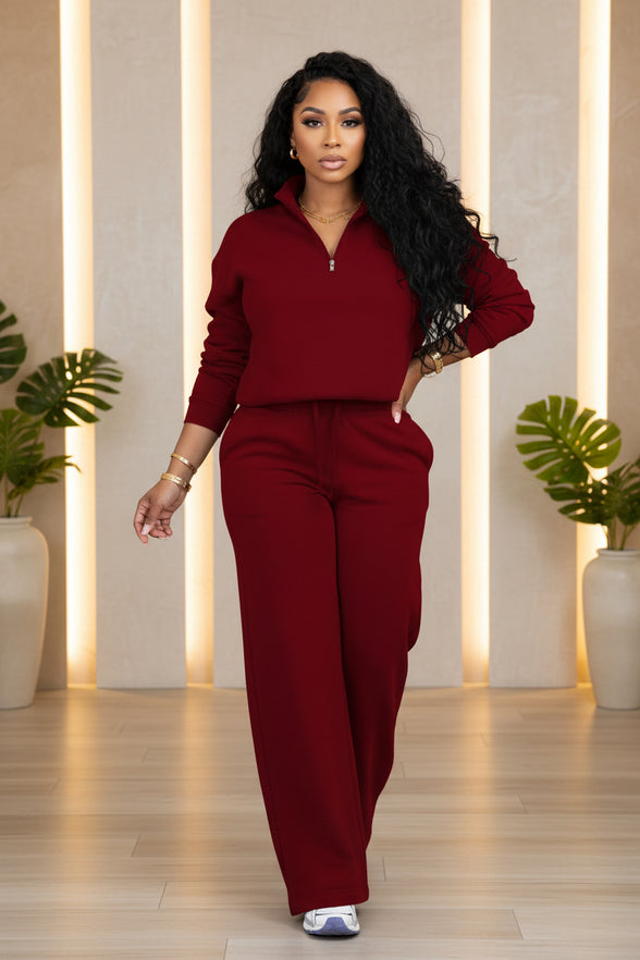 Women's 2 Piece Tracksuit - Oversized Half Zip Sweatsuit Set | AURORE LUXURE