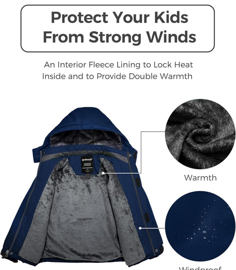 Boy's Waterproof Ski Jacket - Fleece Lined Winter Snowboard Coat | AURORE LUXURE