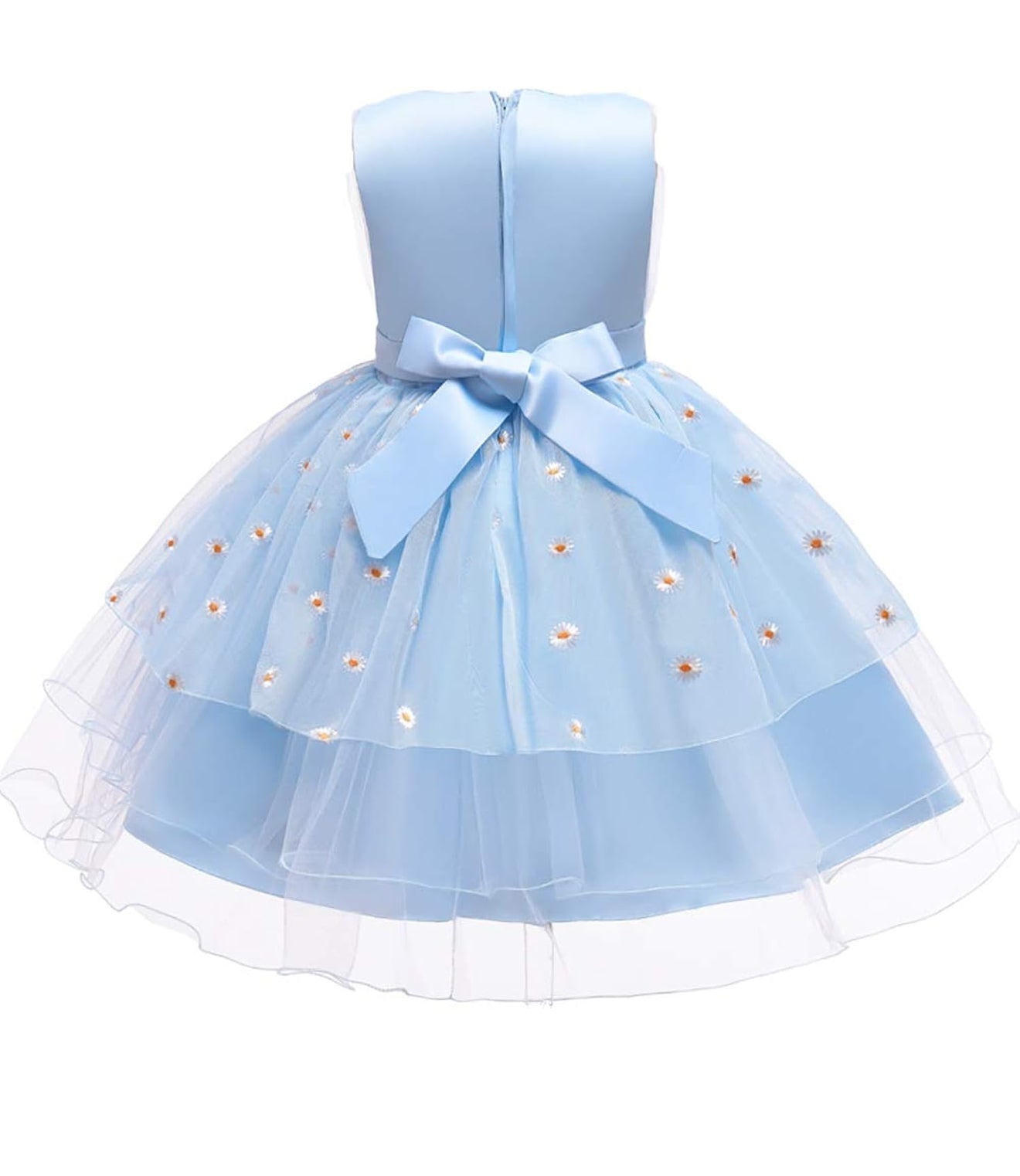 Elegant back view of a blue dress featuring a bow, showcasing the Baby Girls Dresses Summer theme.