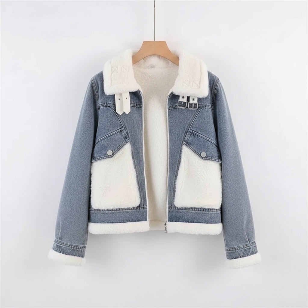 Women's Winter Denim Jacket - Fleece Lined Warm Coat | AURORE LUXURE