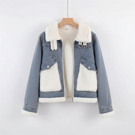 Women's Winter Denim Jacket - Fleece Lined Warm Coat | AURORE LUXURE
