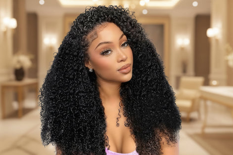 Afro Kinky Curly Glueless Wig 5x5 Bleached Knots Wear Go Wig Pre Cut HD Lace Front Wig 100% Kinky Curly Human Hair Wigs For Women