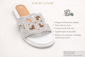 Women Rhinestone Slide Sandals – Luxury Flat Slippers (Sizes 37–42)