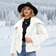Womens Faux Fur Coat Fleece Cropped Jacket Long Sleeve Fur Coats Warm Winter Jackets 2025