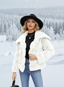 Womens Faux Fur Coat Fleece Cropped Jacket Long Sleeve Fur Coats Warm Winter Jackets 2025
