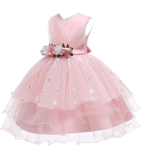 Charming back view of a pink dress, designed with a bow for the Baby Girls Dresses Summer collection.
