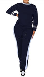 Women's 2 Piece Outfits Long Sleeve Tops Sweatpants Colorblock Bodycon Lounge Sets Tracksuits