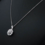 Diamond Flower Cluster Pendant Necklace & Earrings Set (Sterling Silver)