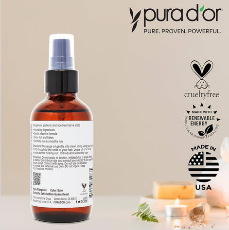PURA D'OR Scalp & Hair Strengthening Oil with Rosemary Castor Peppermint Oil 3.3 Oz
Supports Optimal Growth, Reduce Breakage, Nourish Roots, Healthier, Fuller, Thicker Hair, Stronger Strands Ft